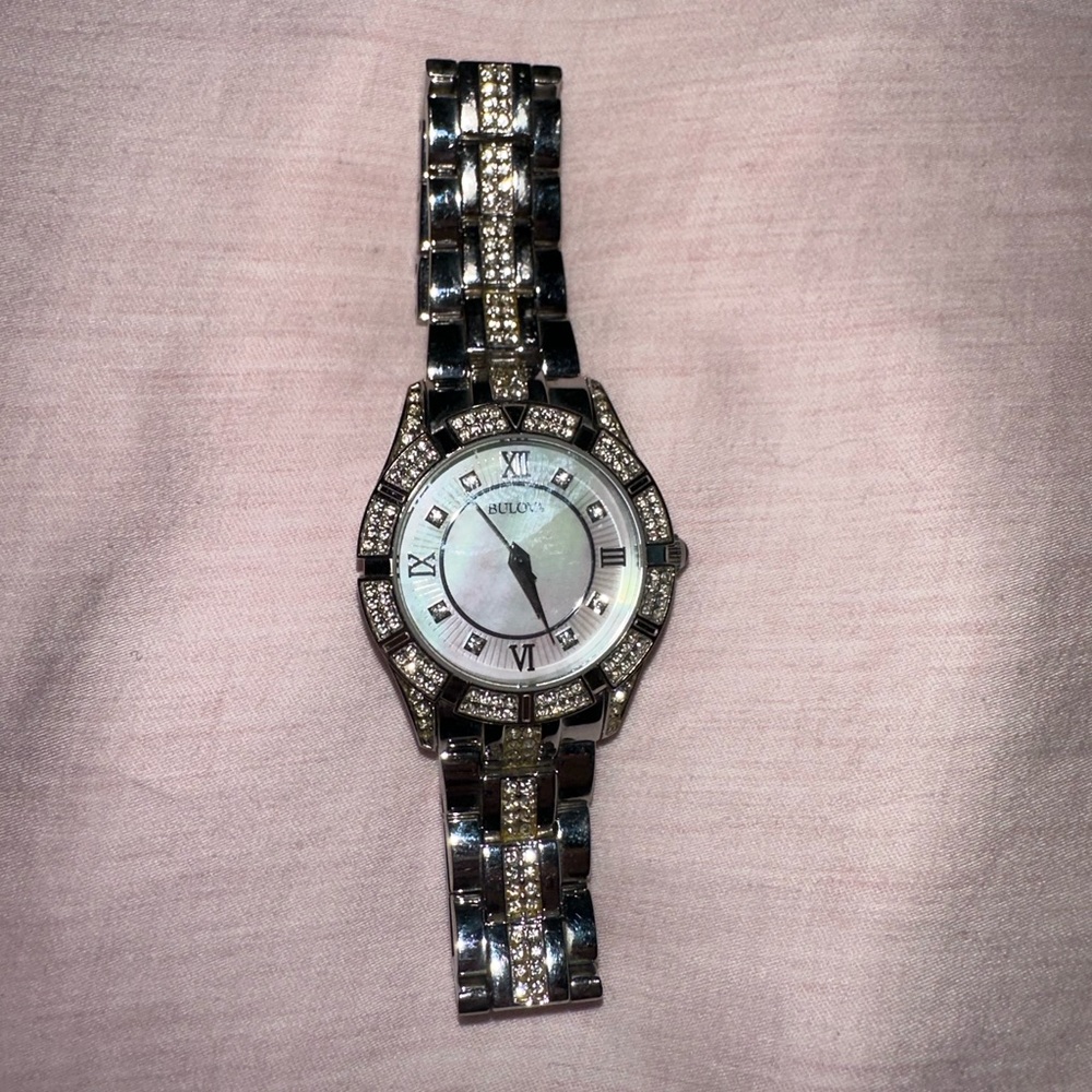 Bulova Mother of Pearl/ Crystal Watch